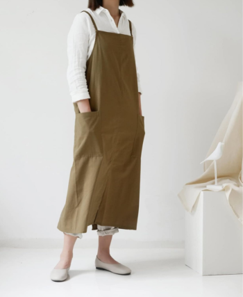 Cotton long square cross-back full-body apron