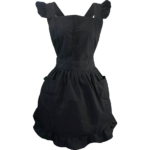 Vintage Adjustable Ruffle Full-Length Apron with Pockets