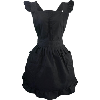 Vintage Adjustable Ruffle Full-Length Apron with Pockets