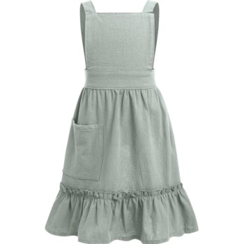 Ruffled full-body apron for women